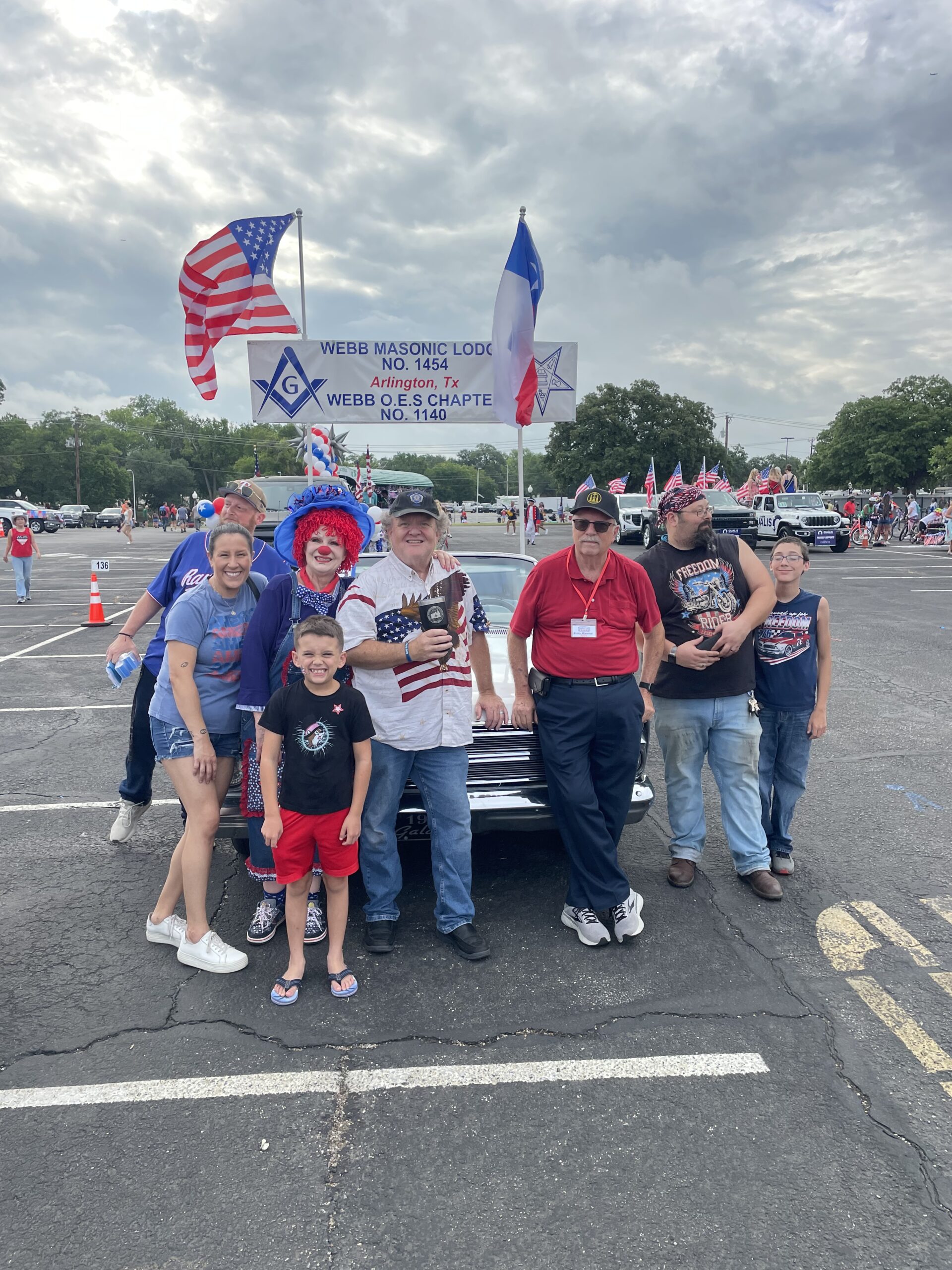 Webb Lodge members with motorcycles during Arlington Fourth of July activities
