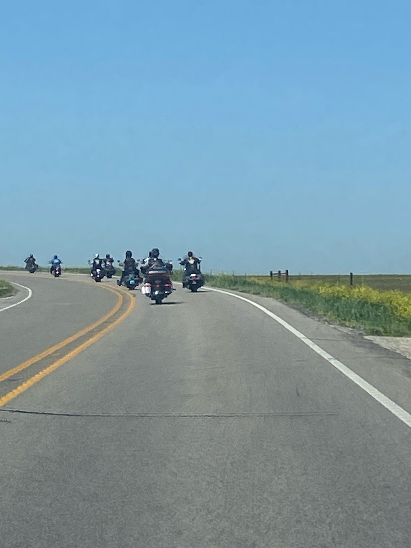 Motorcycles in a rally